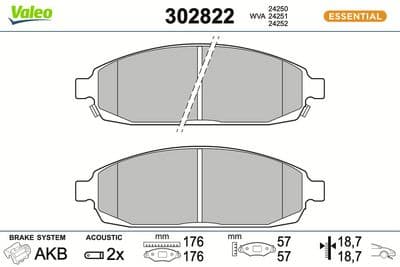 Juego de balatas de freno VALEO 302822