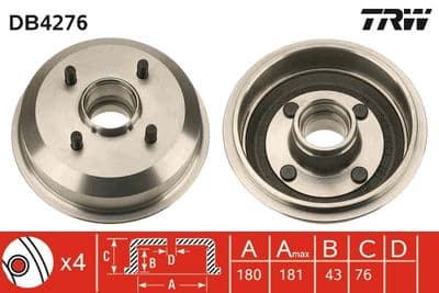 Tambor de freno TRW DB4276