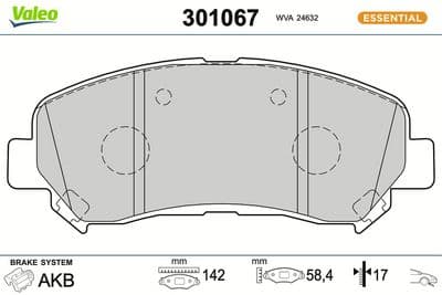 Juego de balatas de freno VALEO 301067