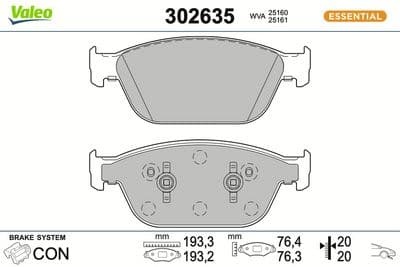 Juego de balatas de freno VALEO 302635