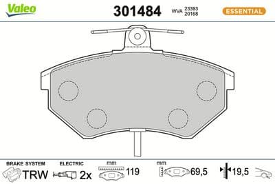 Juego de balatas de freno VALEO 301484