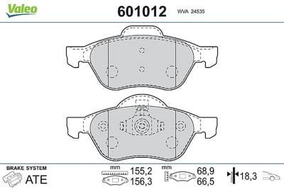 Juego de balatas de freno VALEO 601012