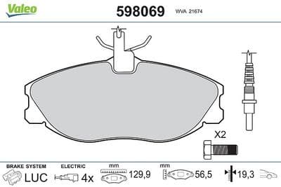 Juego de balatas de freno VALEO 598069