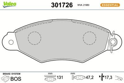 Juego de balatas de freno VALEO 301726