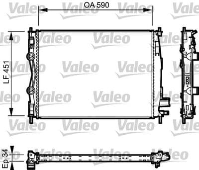 Radiador, refrigeración del motor VALEO 735114