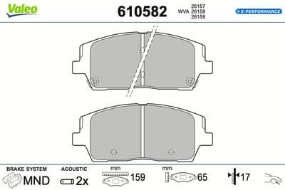 Juego de balatas de freno VALEO 610582