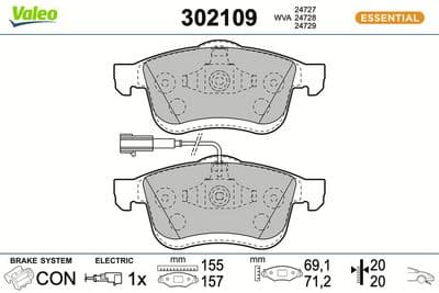 Juego de balatas de freno VALEO 302109