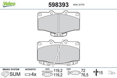 Juego de balatas de freno VALEO 598393