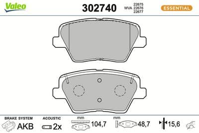 Juego de balatas de freno VALEO 302740