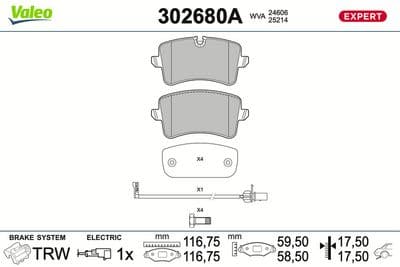 Juego de balatas de freno VALEO 302680A