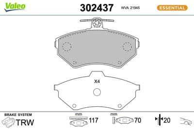 Juego de balatas de freno VALEO 302437