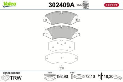 Juego de balatas de freno VALEO 302409A