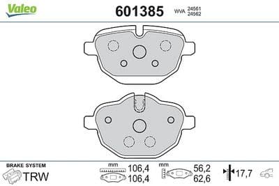 Juego de balatas de freno VALEO 601385