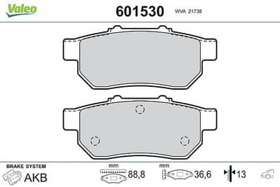 Juego de balatas de freno VALEO 601530