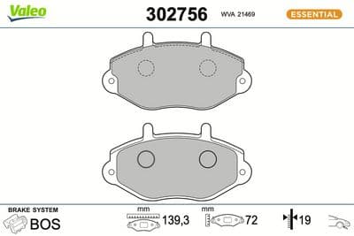 Juego de balatas de freno VALEO 302756