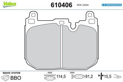 Juego de balatas de freno VALEO 610406