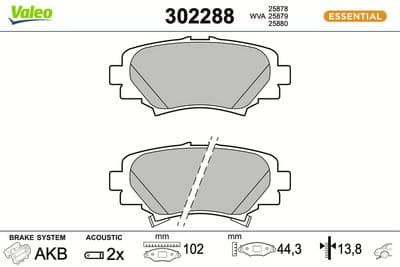 Juego de balatas de freno VALEO 302288