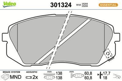 Juego de balatas de freno VALEO 301324