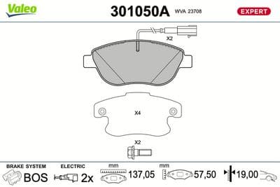 Juego de balatas de freno VALEO 301050A