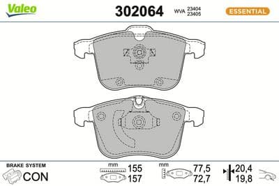 Juego de balatas de freno VALEO 302064