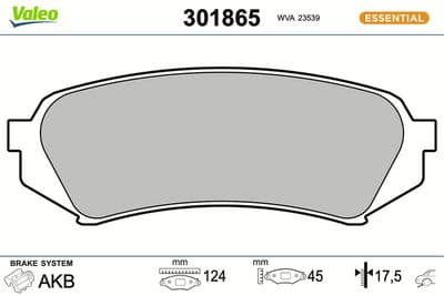 Juego de balatas de freno VALEO 301865