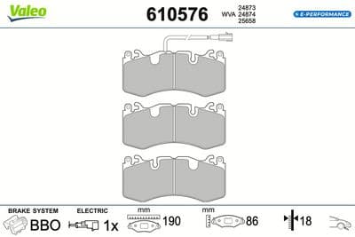 Juego de balatas de freno VALEO 610576