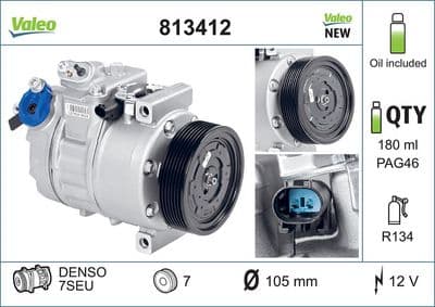 Compresor, aire acondicionado VALEO 813412