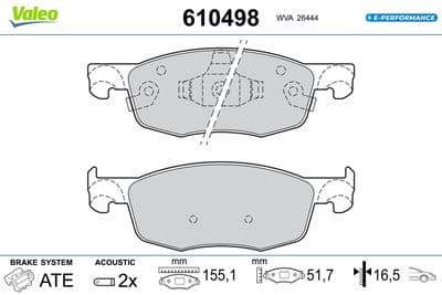 Juego de balatas de freno VALEO 610498
