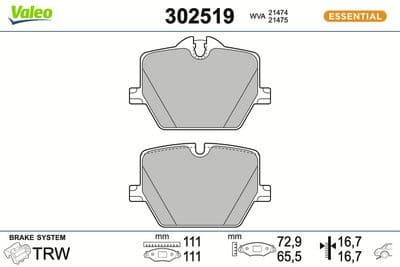 Juego de balatas de freno VALEO 302519