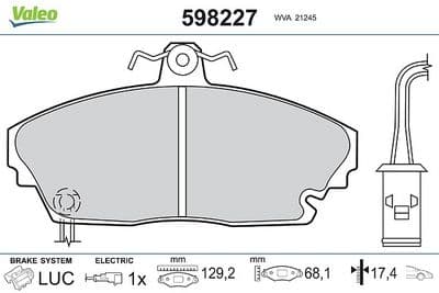 Juego de balatas de freno VALEO 598227