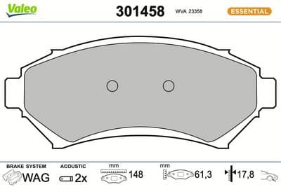 Juego de balatas de freno VALEO 301458