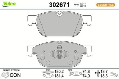Juego de balatas de freno VALEO 302671