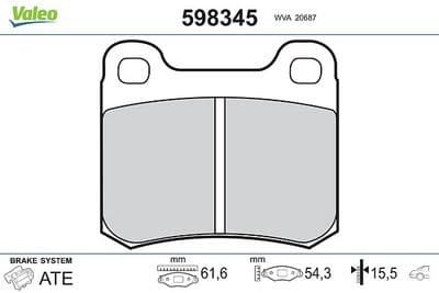 Juego de balatas de freno VALEO 598345