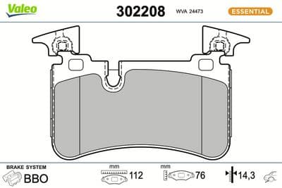 Juego de balatas de freno VALEO 302208