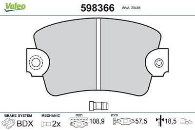 Juego de balatas de freno VALEO 598366