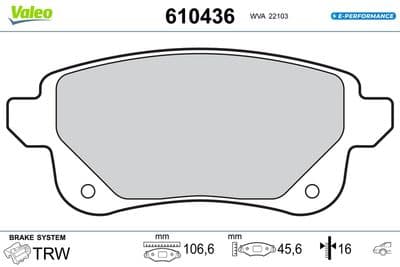 Juego de balatas de freno VALEO 610436
