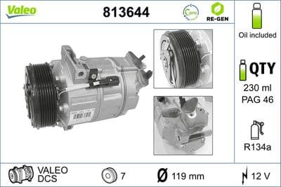 Compresor, aire acondicionado VALEO 813644