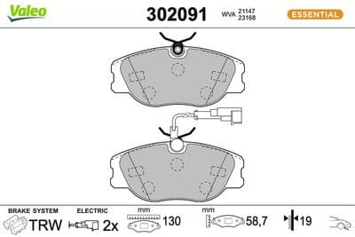 Juego de balatas de freno VALEO 302091
