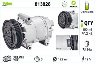 Compresor, aire acondicionado VALEO 813828