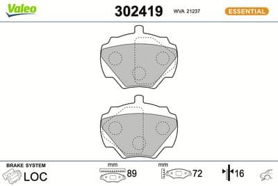 Juego de balatas de freno VALEO 302419