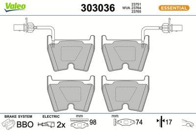Juego de balatas de freno VALEO 303036