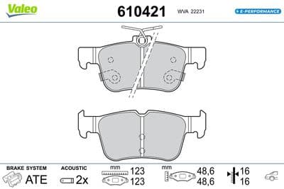 Juego de balatas de freno VALEO 610421