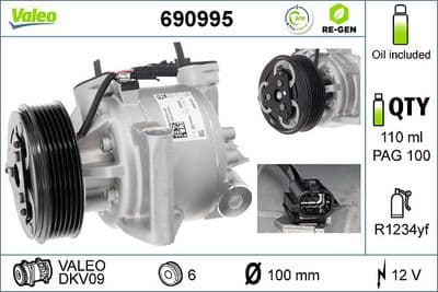 Compresor, aire acondicionado VALEO 690995