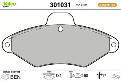 Juego de balatas de freno VALEO 301031