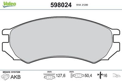 Juego de balatas de freno VALEO 598024