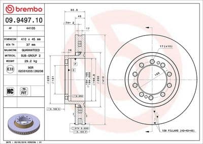 Disco de freno BREMBO 09.9497.10