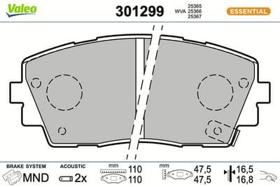 Juego de balatas de freno VALEO 301299