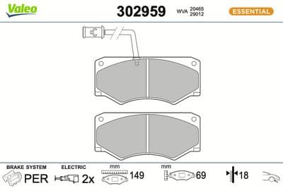 Juego de balatas de freno VALEO 302959