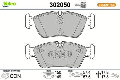 Juego de balatas de freno VALEO 302050