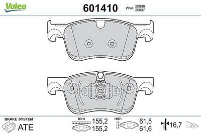 Juego de balatas de freno VALEO 601410